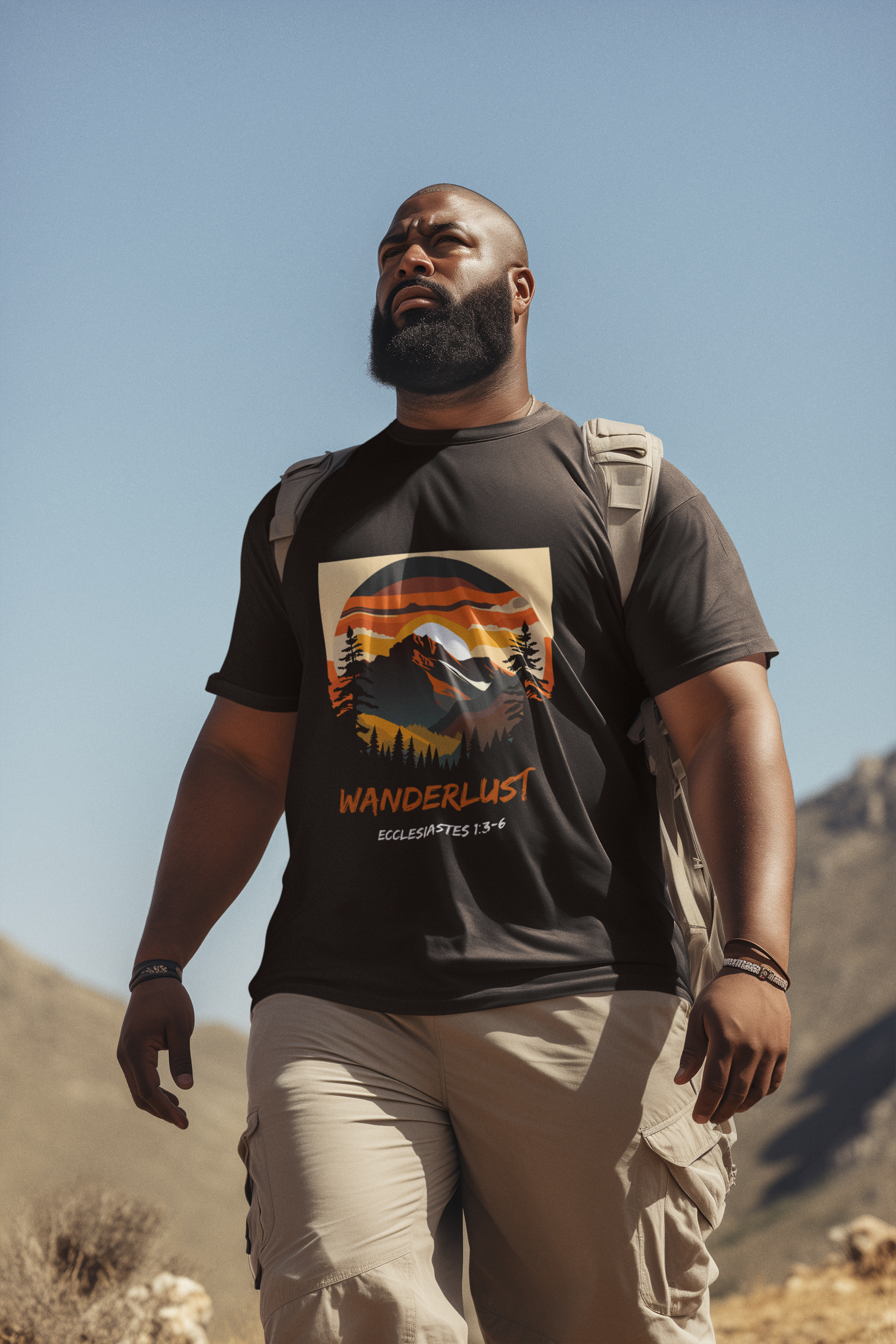 Wanderlust Mountain Tee — Vintage Sunset Adventure T-Shirt