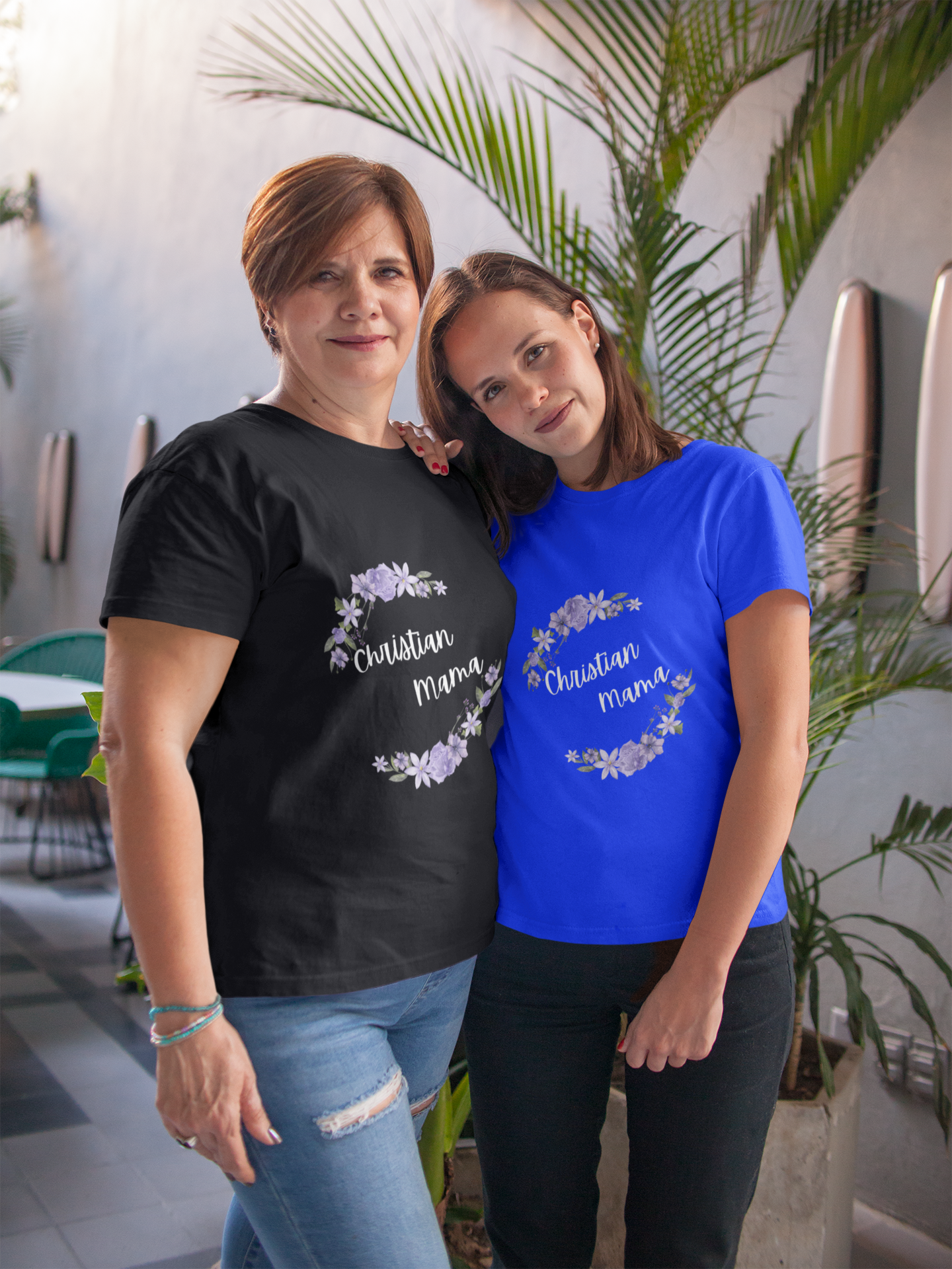 Christian Mama Floral Tee — Purple Flower Christian Mom Shirt