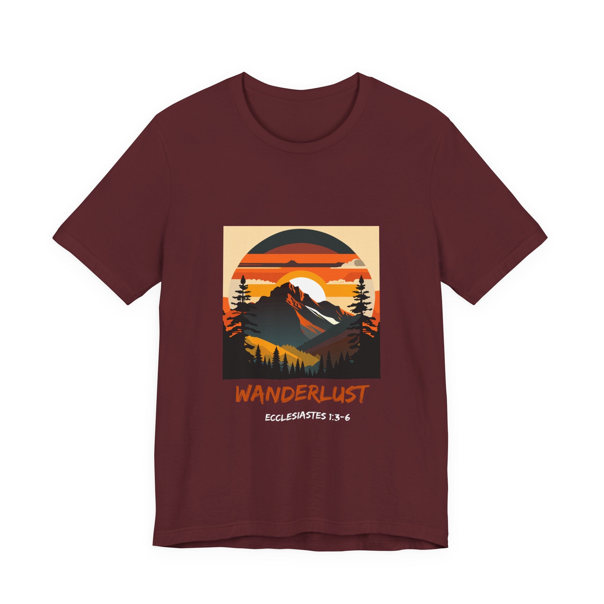 Wanderlust Mountain Tee — Vintage Sunset Adventure T-Shirt