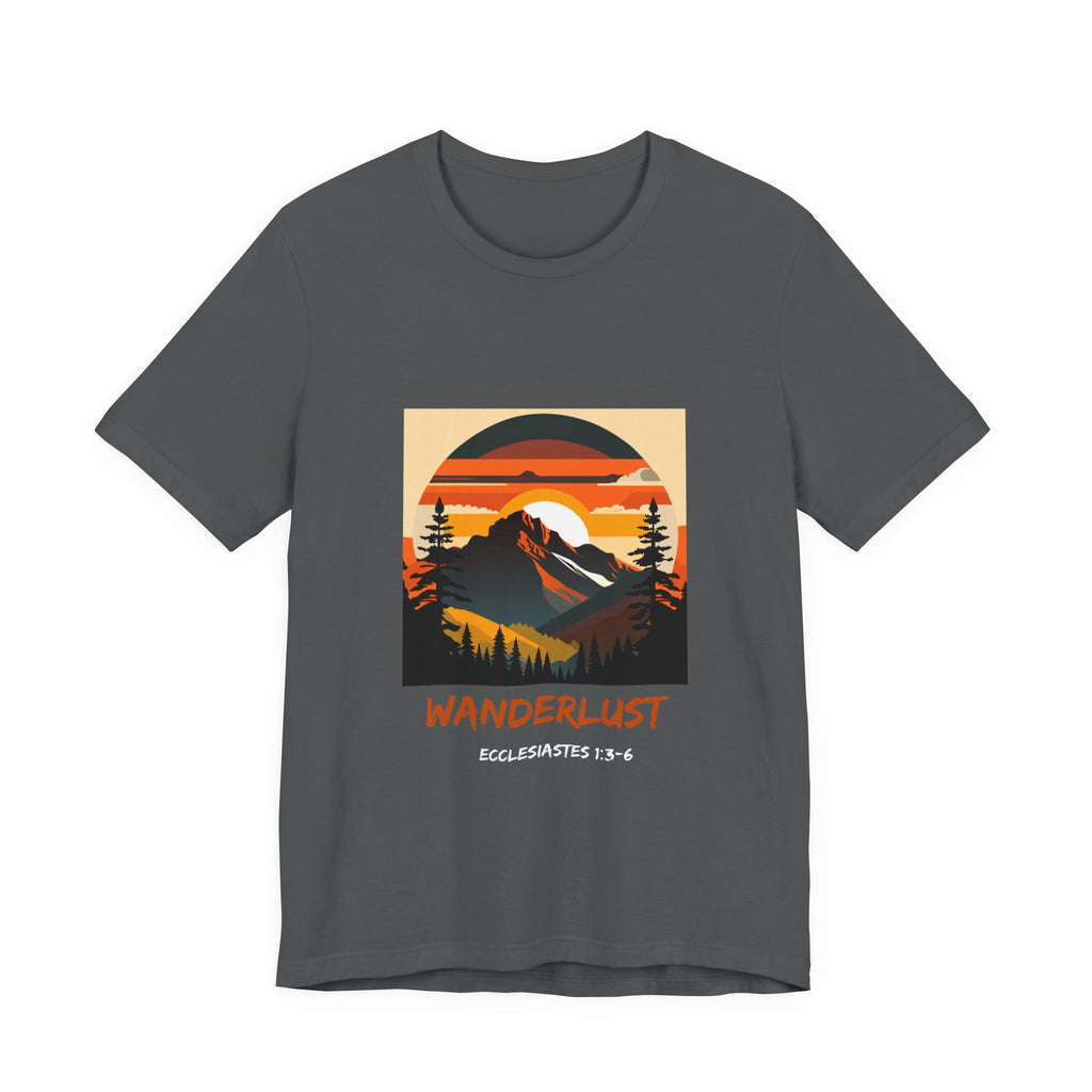 Wanderlust Mountain Tee — Vintage Sunset Adventure T-Shirt