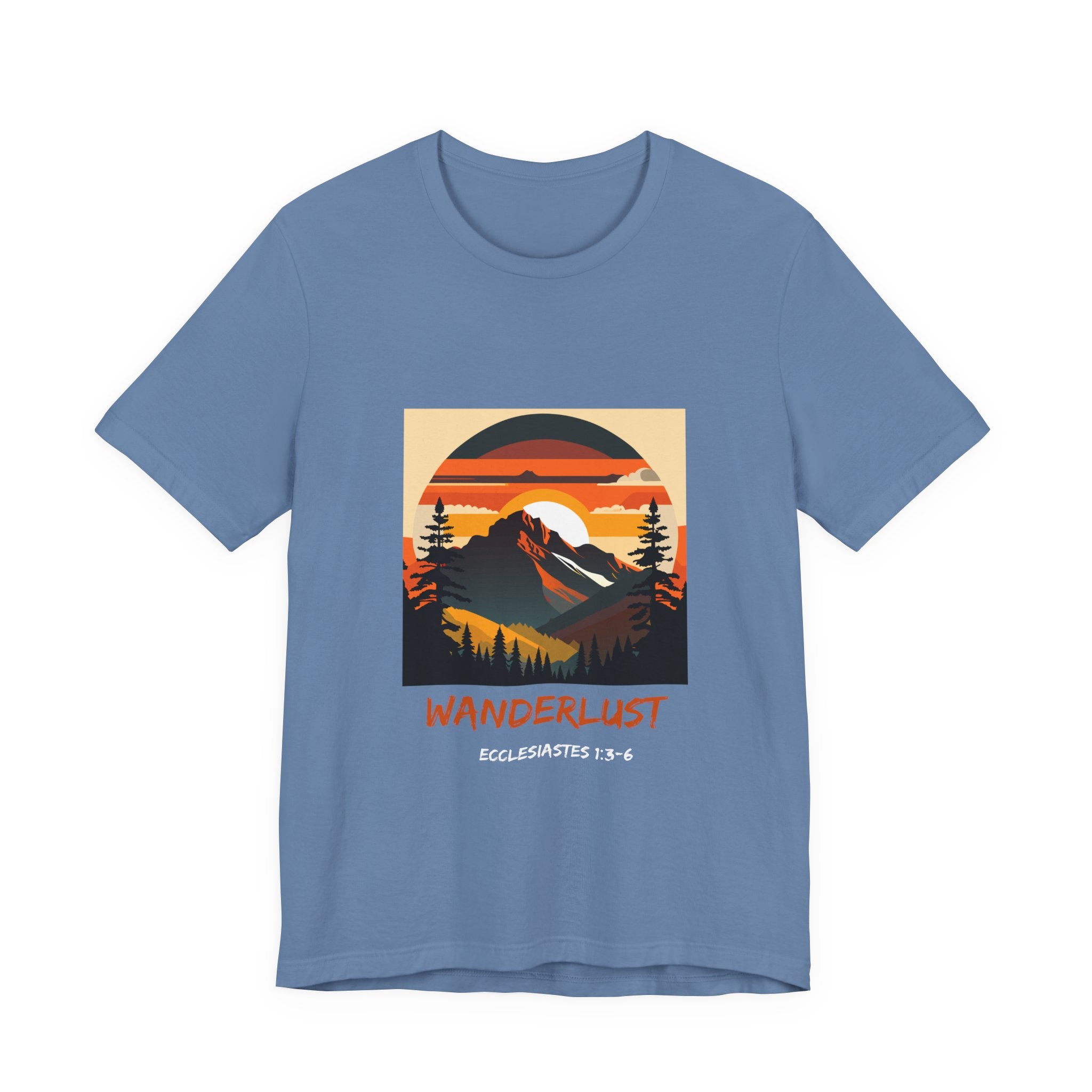 Wanderlust Mountain Tee — Vintage Sunset Adventure T-Shirt
