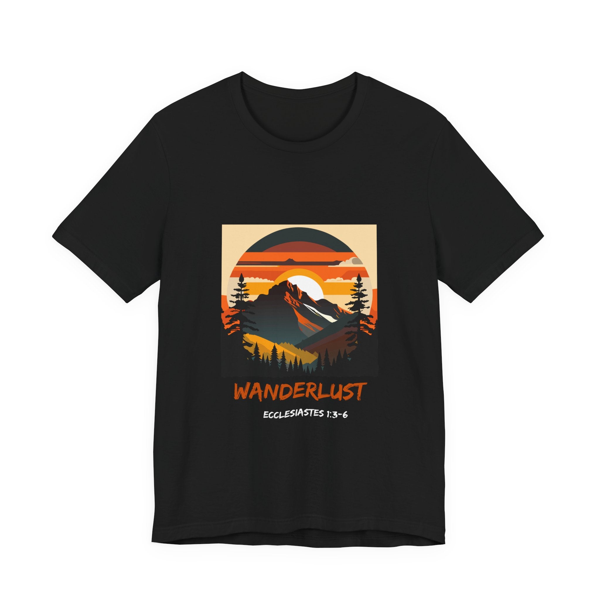 Wanderlust Mountain Tee — Vintage Sunset Adventure T-Shirt